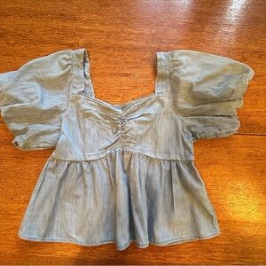 Old Navy Light Blue Puff Sleeve Blouse